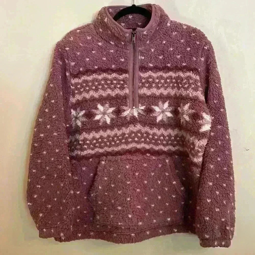 STYLE & CO Women's Quarter-Zip Fleece Sweater, Created for Macy's Size P Large